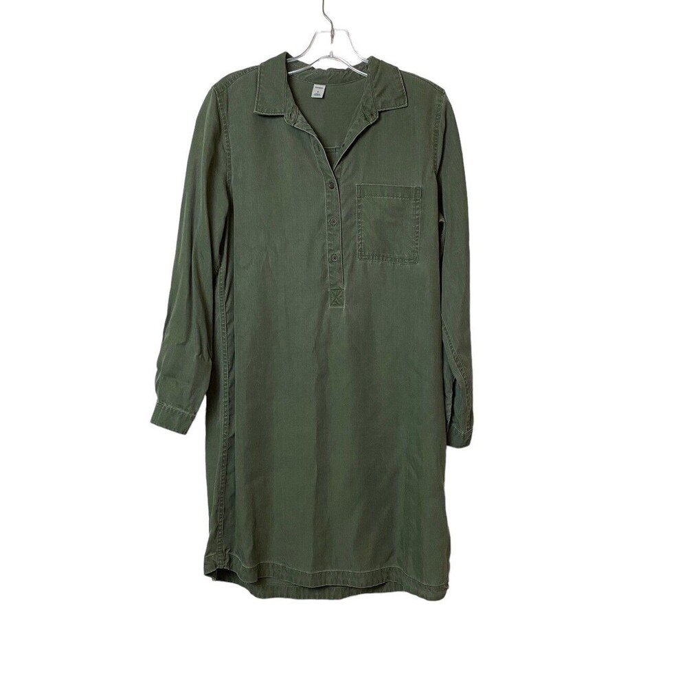 Old Navy Shirt Dress Women's Size M Green Button Up Tencel Lyocell Classic
